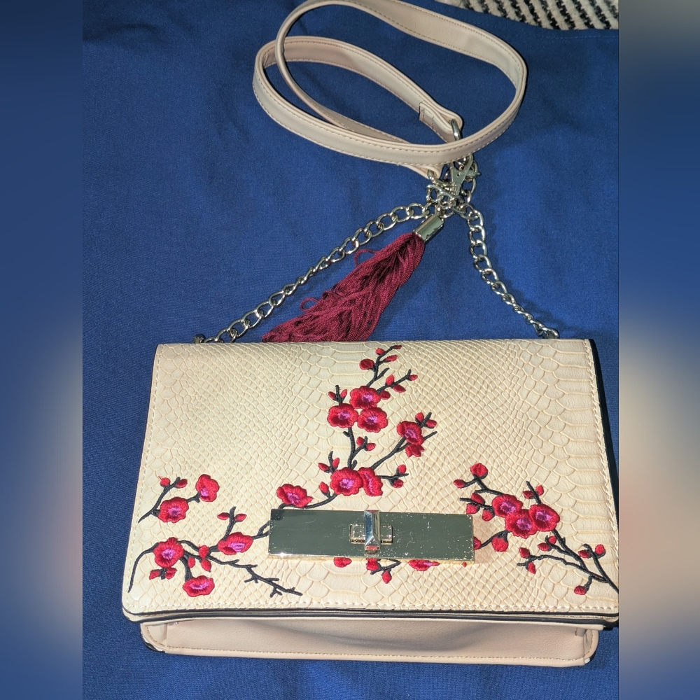Bossini Floral Embroidered Cream Shoulder Bag Now Only $15 WOW
